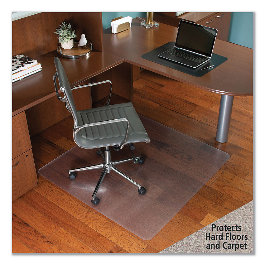 ES Robbins Floor+Mate, For Hard Floor to Medium Pile Carpet up to 0.75", 46 x 48, Clear (121442)