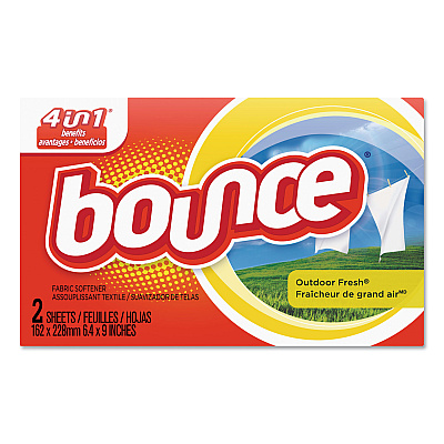 Bounce Fabric Softener Sheets, Outdoor Fresh, 2/Box, 156 Boxes/Carton (02664)