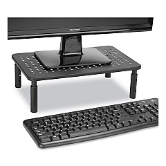 Mind Reader Adjustable Rectangular Monitor Stand, 14" x 9" x 3.25" to 5.25", Black, Supports 44 lbs (4LEGMETBLK)