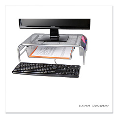 Compatible Mind Reader Raise Metal Mesh Monitor Stand with Drawer, 20" x 12" x 5.75", Silver, Supports 25 lbs (MMSIL)