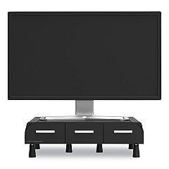 Compatible Mind Reader Perch Monitor Stand and Desk Organizer, 13.46" x 12.87" x 2.72", Black/Silver (MONSTA3DBLK)
