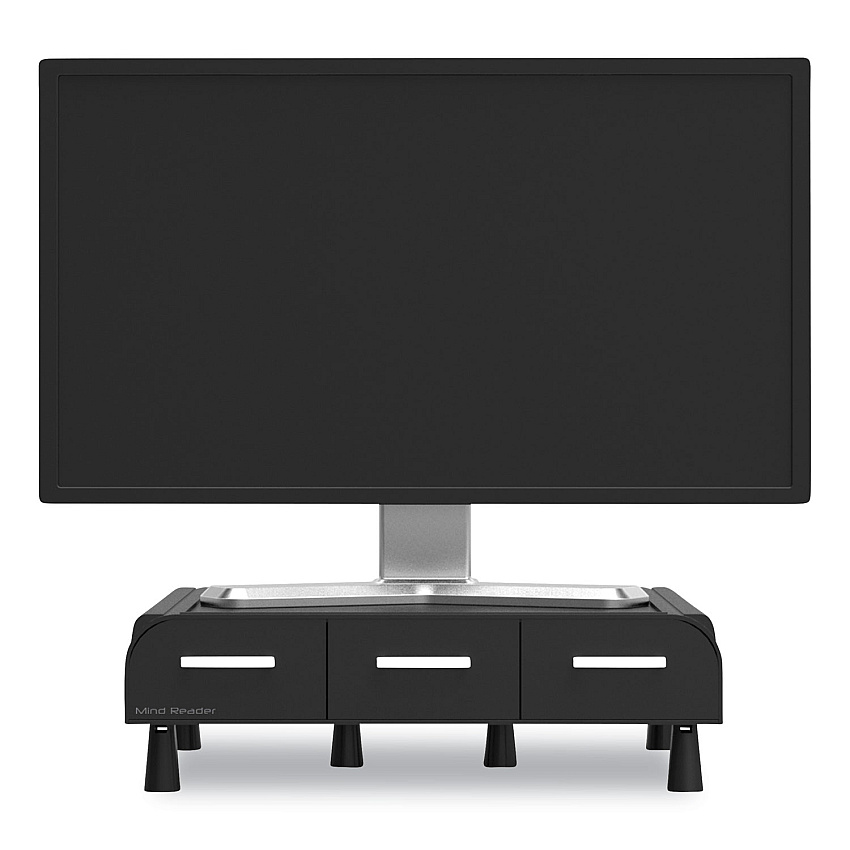 Compatible Mind Reader Perch Monitor Stand and Desk Organizer, 13.46" x 12.87" x 2.72", Black/Silver (MONSTA3DBLK)