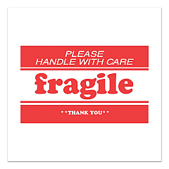 Decker Tape Products Pre-Printed Message Labels, Fragile-Please Handle with Care-Thank You, 2 x 3, White/Red, 500/Roll (DL1271B)