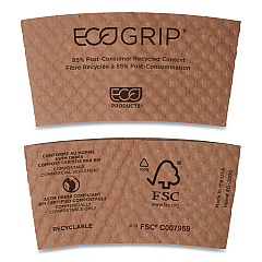 Eco-Products EcoGrip Hot Cup Sleeves - Renewable and Compostable, Fits 12, 16, 20, 24 oz Cups, Kraft, 1,300/Carton (EG2000)