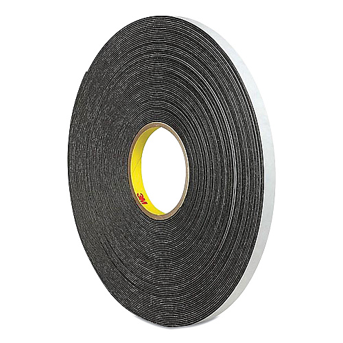 3M 4466 Double-Coated Foam Tape, 1" Core, 1" x 5 yds, Black (074446615)