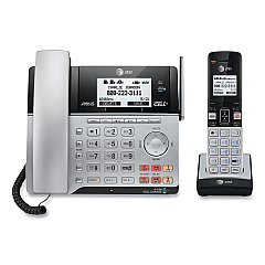 AT&T Connect to Cell TL86103 Two-Line Corded/Cordless Phone, Corded Base Station and 1 Additional Handset, Black/Silver