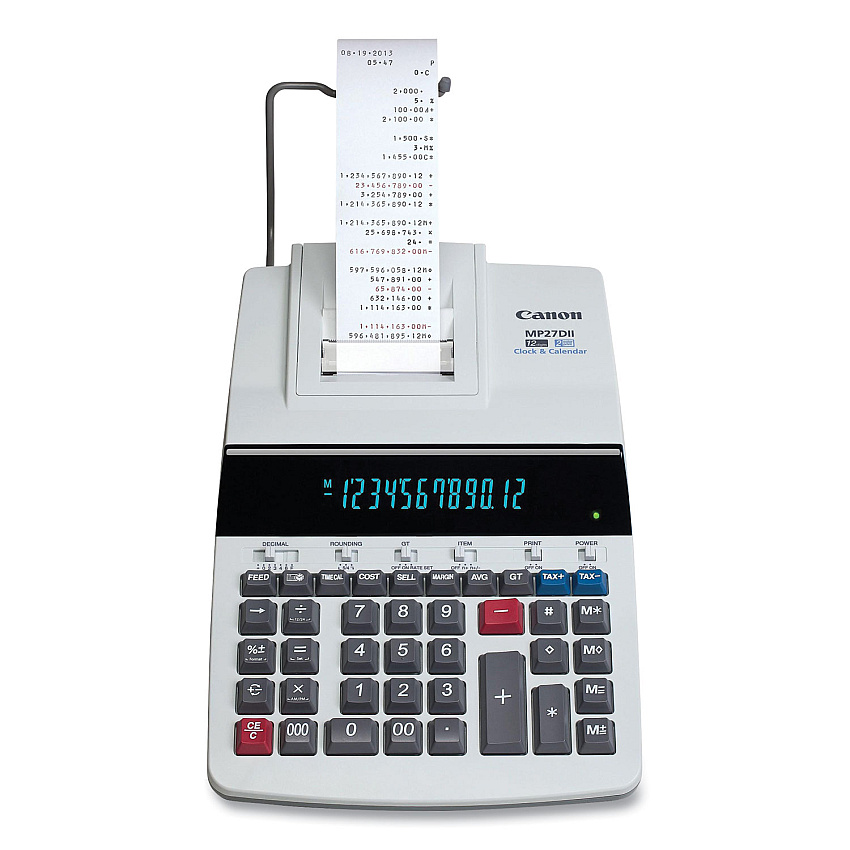 Canon MP27DII 12-Digit Desktop Printing Calculator, Black/Red Print, 4.8 Lines/Sec (8707B001AA)