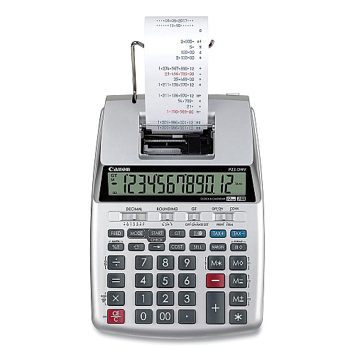 Canon P23-DHV-3 12-Digit Desktop Calculator, Black/Red Print, 2.3 Lines/Sec (2279C001)