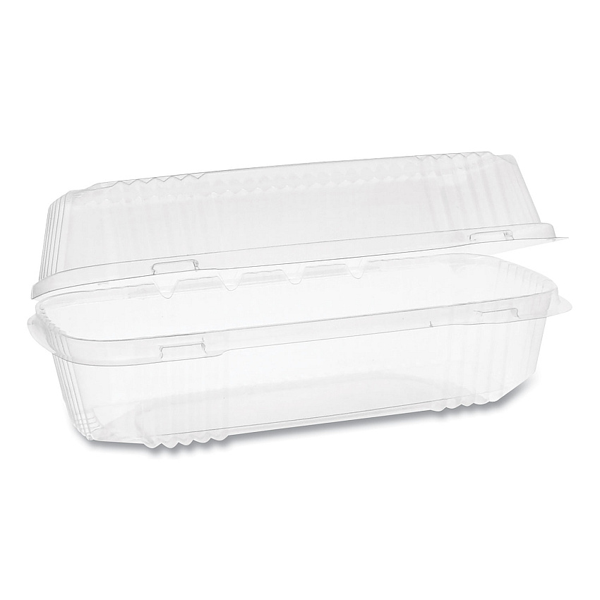 Pactiv Evergreen ClearView SmartLock Hinged Lid Container, Hoagie Container, 27 oz, 9.25 x 4.5 x 3, Clear, 250/Carton (YCI81049)