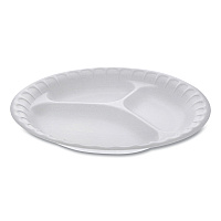 Pactiv Evergreen Placesetter Satin Non-Laminated Foam Dinnerware, 3-Compartment Plate, 9" dia, White, 500/Carton (0TH10011)