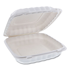 Pactiv Evergreen EarthChoice SmartLock Microwavable MFPP Hinged Lid Container, 9 x 9 x 3.1, White, 120/Carton (YCN80901)