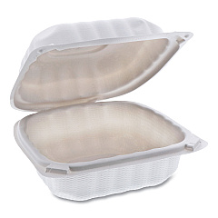 Pactiv Evergreen EarthChoice SmartLock Microwavable MFPP Hinged Lid Container, 6 x 6 x 3.1, White, 400/Carton (YCN80600)