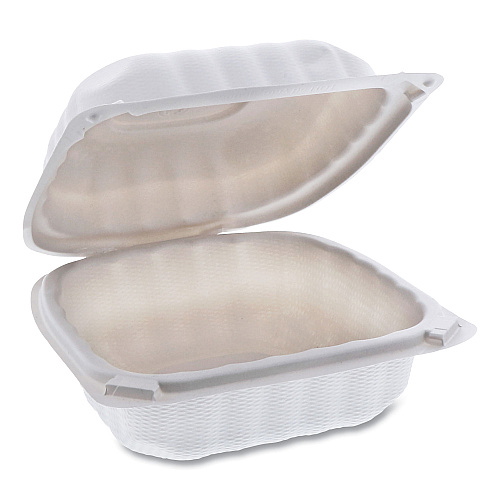 Pactiv Evergreen EarthChoice SmartLock Microwavable MFPP Hinged Lid Container, 6 x 6 x 3.1, White, 400/Carton (YCN80600)