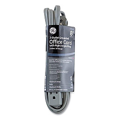 GE Power Strip, 3 Outlets, 8 ft Cord, Gray (5055243027)