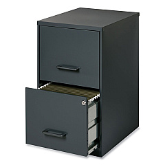 Office Designs Two-Drawer Vertical File Cabinet, 2 Letter-Size File Drawers, Graphite, 14.25" x 18" x 24.5" (14443)