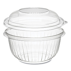 Dart PresentaBowls Bowl/Lid Combo-Paks, Dome Lid, 16 oz, Clear, Plastic, 63/Pack, 4 Packs/Carton (C16BCD)