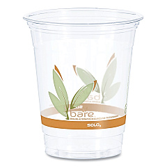 Dart Bare Eco-Forward RPET Cold Cups, 12 oz to 14 oz, Leaf Design, Clear, Squat, 50/Pack, 20 Packs/Carton (RTP12BARECT)