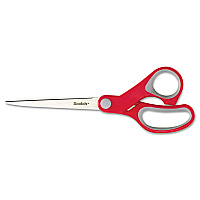 Scotch Multi-Purpose Scissors, Pointed Tip, 7" Long, 3.38" Cut Length, Gray/Red Straight Handle (1427)