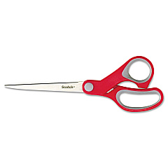 Scotch Multi-Purpose Scissors, Pointed Tip, 7" Long, 3.38" Cut Length, Gray/Red Straight Handle (1427)