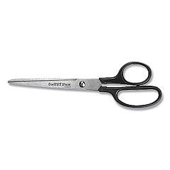 Westcott Contract Stainless Steel Standard Scissors, 7" Long, 3.13" Cut Length, Black Straight Handle (10571)