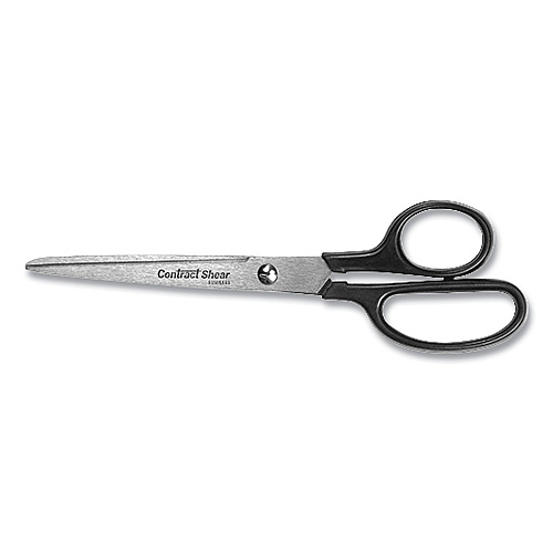 Westcott Contract Stainless Steel Standard Scissors, 7" Long, 3.13" Cut Length, Black Straight Handle (10571)