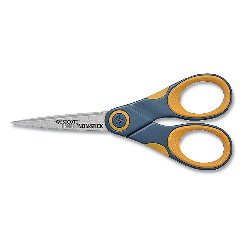 Westcott Titanium Bonded Scissors, 5" Long, Gray/Orange Straight Handle (14881)