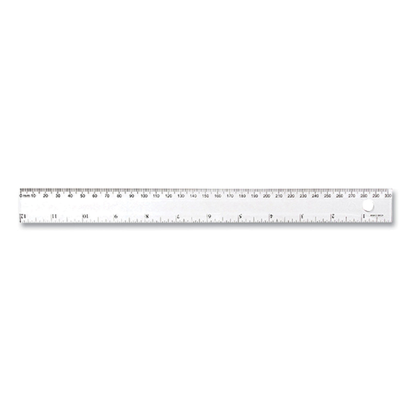 Westcott Transparent Shatter-Resistant Plastic Ruler, Standard/Metric, 12" Long, Clear (45012)