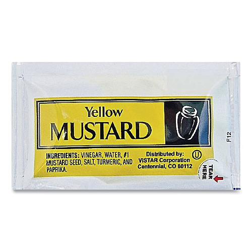 Vistar Condiment Packets, Mustard, 0.16 oz Packet, 200/Carton (80006)
