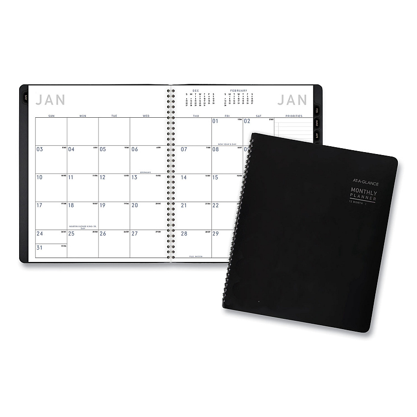 AT-A-GLANCE Contemporary Monthly Planner, Premium Paper, 11 x 9, Black Cover, 12-Month (Jan to Dec): 2023 (70260X05)