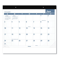 AT-A-GLANCE Easy-to-Read Monthly Desk Pad, 22 x 17, White/Blue Sheets, Black Binding, Clear Corners, 12-Month (Jan to Dec): 2023 (SKLP2432)