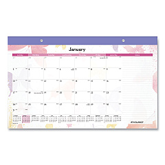 AT-A-GLANCE Watercolors Monthly Desk Pad Calendar, Watercolor Artwork, 17.75 x 11, Purple Binding/Clear Corners, 12-Month (Jan-Dec): 2023 (SK91705)