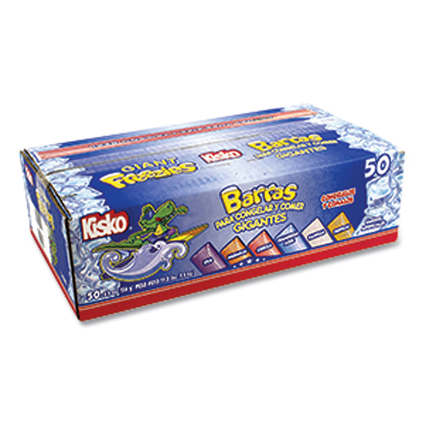 Kisko Giant Freezies, 5.5 oz Sleeve, 6 Assorted Flavors, 50 Sleeves/Box (20900477)