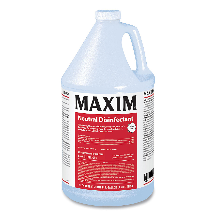 Maxim Neutral Disinfectant, Lemon Scent, 1 gal Bottle, 4/Carton (04020041)