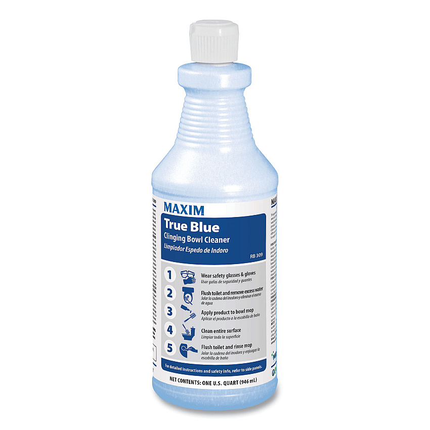 Maxim True Blue Clinging Bowl Cleaner, Mint Scent, 32 oz Bottle, 12/Carton (03090012)