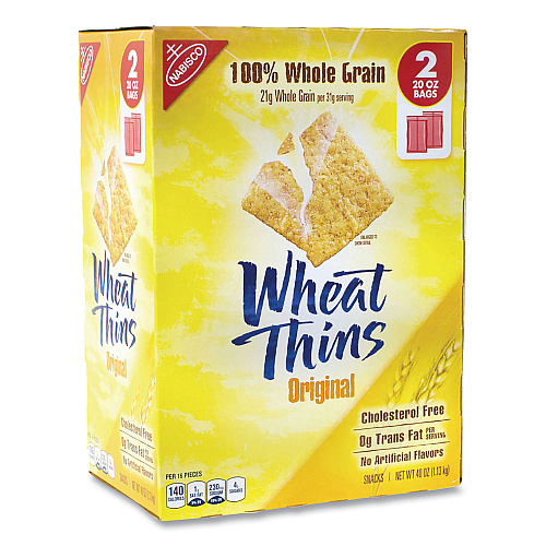 Nabisco Wheat Thins Crackers, Original, 20 oz Bag, 2 Bags/Box (22000087)