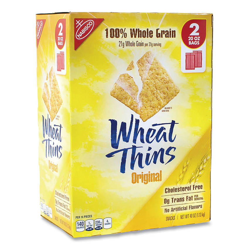 Nabisco Wheat Thins Crackers, Original, 20 oz Bag, 2 Bags/Box (22000087)