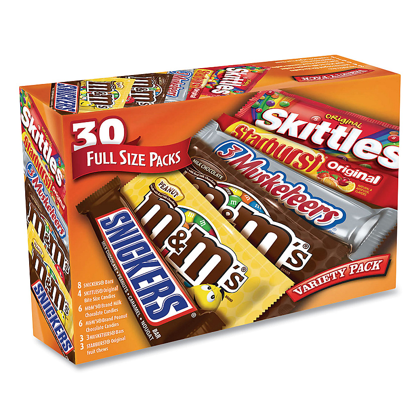 MARS Full-Size Candy Bars Variety Pack, Assorted, 30/Box (22000084)