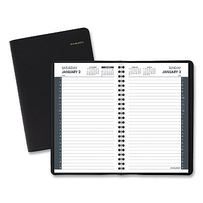 AT-A-GLANCE Daily Appointment Book with 30-Minute Appointments, 8 x 5, Black Cover, 12-Month (Jan to Dec): 2023 (7020705)