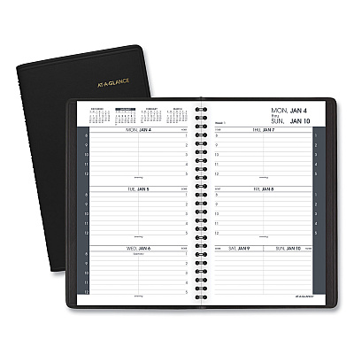 AT-A-GLANCE Weekly Block Format Appointment Book Ruled for Hourly Appointments, 8.5 x 5.5, Grained Black Cover, 12-Month(Jan to Dec):2023 (7007505)