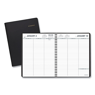 AT-A-GLANCE Weekly Planner Ruled for Open Scheduling, 8.75 x 6.75, Black Cover, 12-Month (Jan to Dec): 2023 (7085505)