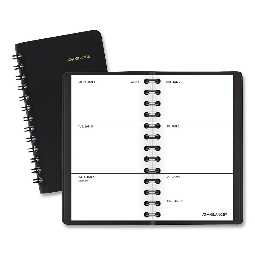 AT-A-GLANCE Weekly Planner, 4.5 x 2.5, Black Cover, 12-Month (Jan to Dec): 2023 (7003505)