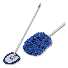 AbilityOne 7920016828879 SKILCRAFT Microfiber Dust Mop with Handle, 13 x 10 White Microfiber Head, 48" Blue Painted Steel Handle, 6/Box
