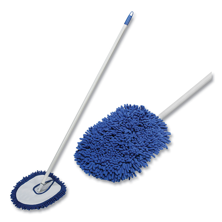 AbilityOne 7920016828879 SKILCRAFT Microfiber Dust Mop with Handle, 13 x 10 White Microfiber Head, 48" Blue Painted Steel Handle, 6/Box