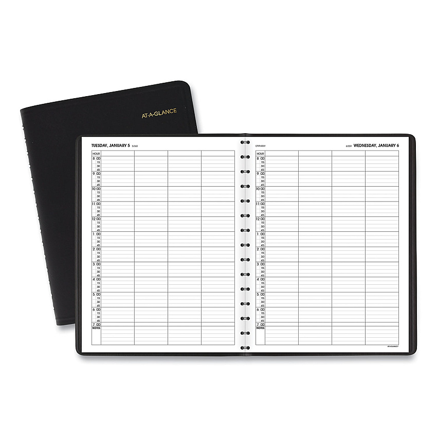 AT-A-GLANCE Four-Person Group Daily Appointment Book, 11 x 8, Black Cover, 12-Month (Jan to Dec): 2023 (7082205)