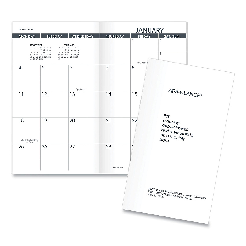 AT-A-GLANCE Pocket Size Monthly Planner Refill, 6 x 3.5, White Sheets, 13-Month (Jan to Jan): 2023 to 2024 (7090610)