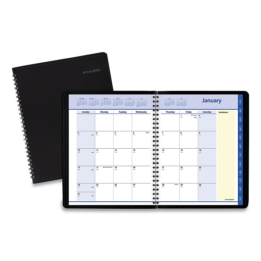 AT-A-GLANCE QuickNotes Monthly Planner, 8.75 x 7, Black Cover, 12-Month (Jan to Dec): 2023 (760805)