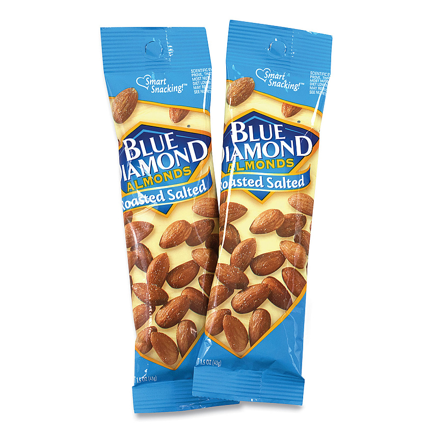 Blue Diamond Roasted Salted Almonds, 1.5 oz Tube, 12 Tubes/Carton (22000735)
