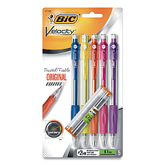 BIC Velocity Original Mechanical Pencil, 0.7 mm, HB (#2), Black Lead, Assorted Barrel Colors, 5/Pack (41192)