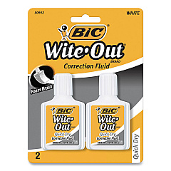 BIC Wite-Out Quick Dry Correction Fluid, 20 mL Bottle, White, 2/Pack (WOFQDP24AWHI)