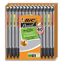 BIC Xtra Smooth Mechanical Pencil, 0.7 mm, HB (#2), Black Lead, Clear Barrel, 40/Pack (MPP40MJBLK)
